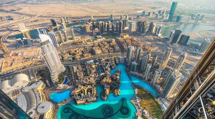De skyline van Dubai
