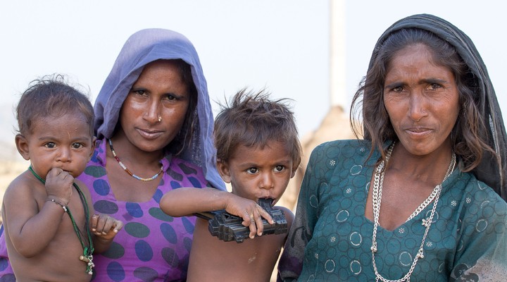 Vrouwen en kinderen in Pushkar, India