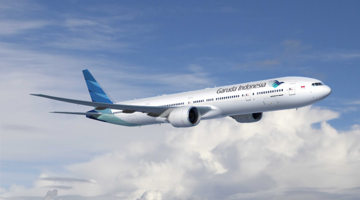 Een vliegtuig van de maatschappij Garuda Indonesia