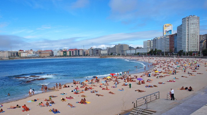 Riazor strand in A Coruña