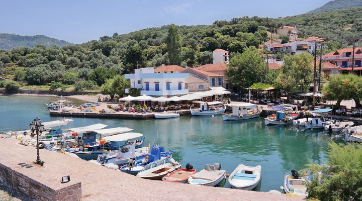 Een kustplaatsje op het eiland Lesbos