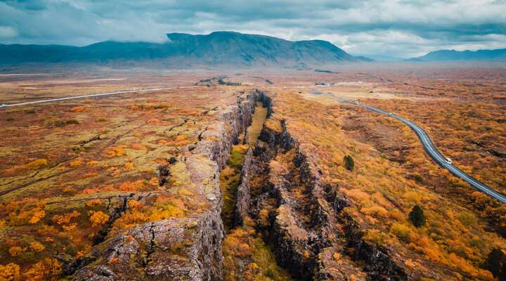 Het Thingvellir National Park, n van de hoogte punten van de Golden Circle