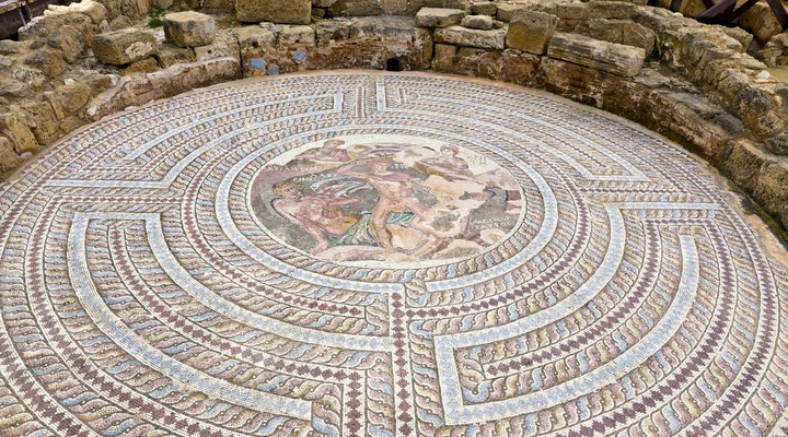 Een van de mozaïeken in Paphos