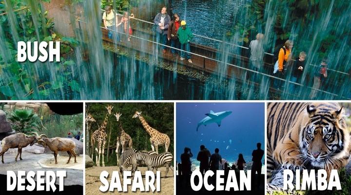 Verschillende locaties van Burgers' Zoo