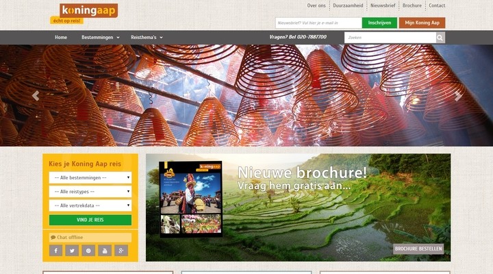 De vernieuwde website van Koning Aap