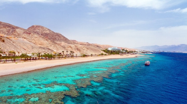 Rode Zee, strand, blauw water, Eilat