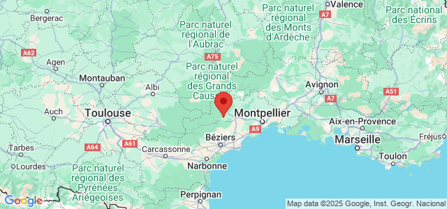 Landkaart Languedoc-Roussillon-Midi-Pyrénées