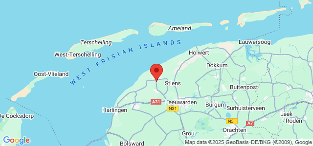 Landkaart Waddeneilanden