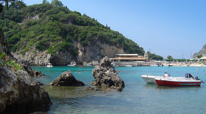 Een baai op het Griekse eiland Corfu